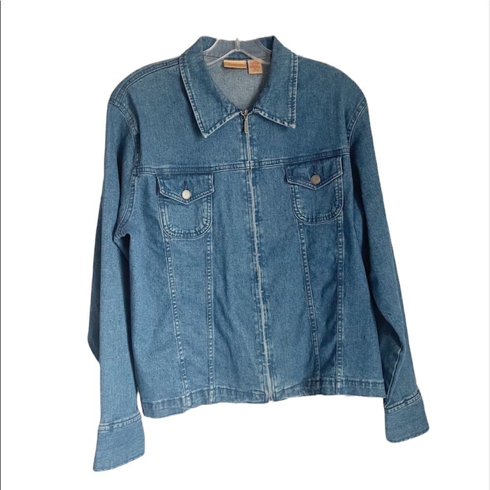NorthCrest Zip Up Denim Jacket Size M